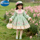A 21 FUNB Girls 2026 Autumn and Winter New Lolita Sweet Dress Palace Style Western Style Princess Dress Birthday Puffy Dress A79 Green Western Style Sweet Dress 120 cm