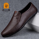 Alter Mann des Mannes (Laorentou) Lederschuhe Herren echtes Leder ein Fuß ein Fuß Bohnenschuhe weiches Sohle Leder Business Casual Größe Herrenschuhe 4546 9888 Schwarz 37
