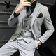 Playboy (PLAYBOY) men's high-end suit Korean version plus size groom wedding dress slim professional formal suit casual jacket dark gray four-piece suit (suit + trousers + vest + shirt) 2XL 135-145 Jin Jin is equal to 0.5 kg