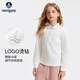 Navigare children's bottoming shirt New Year girls POLO shirt long-sleeved T-shirt student white shirt versatile Senna mist white 165