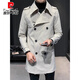 Pierre Cardin (pierre cardin) military trench coat men's mid-length spring and autumn style 2026 new British handsome slim double-breasted coat jacket men's black M recommended 90Jin Jin is equal to within 0.5 kg