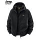 JEEP SPIRIT Jeep Polar Fleece Jacket Men's Autumn and Winter Young and Middle-aged Loose Large Size Casual Jacket Coldproof Plus Velvet Thickened Dark Gray Velvet 2518A Hooded 2XL Recommended 145-160Jin Jin equals 0.5 kg