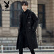 PLAYBOY Woolen Coat Men's Mid-Length Horn Button Windbreaker 2025 New Spring and Autumn Style British Style Woolen Coat Black 2XL