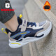 Babu Dou children's cotton shoes with velvet to keep warm in winter, boys and girls sports shoes, leather waterproof student running shoes, 2 cotton, dark blue, velvet in winter, 34 (inner length 22.0cm)
