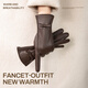 FANCET sheepskin gloves for women winter velvet warm finger gloves driving touch screen bow leather gloves gift box