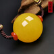 Amber School, one thing, one picture, one proof, beeswax pendant, ball bead clavicle chain, natural amber necklace, chicken fat yellow, no cracks, pendant 14.38g 25.2mm