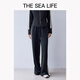 THE SEA LIFE sports pants Ou Hai Yisheng Sports casual pants for women 2025 autumn new contrast knitted trousers 17216 Caffefa gray M