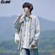 CLOR plaid long-sleeved shirt men's autumn ins loose casual shirt American retro jacket CLCX10 yellow XL