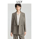 LILY2025 new winter women's wool blended old money style herringbone pattern commuter khaki suit jacket 717 Khaki M