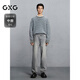 GXG Men's Wear Shopping Mall Checked Sweater Men's Loose Commuting Sweater, Coffee Bottom Blue Plaid 175/L