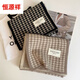 Hengyuanxiang new Korean version classic houndstooth double-sided scarf for women in autumn and winter warm and fashionable knitted scarf versatile trend [Khaki] soft and skin-friendly adult model medium length