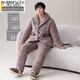 Modal coral velvet pajamas for men in winter plus velvet thickened three-layer cotton spring and autumn home clothes men 2025 warm-keeping suit PMQ three-layer cotton-men 13063 L