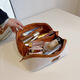 Enjoyment House High-end Cosmetic Bag Large Capacity Travel Cosmetic Storage Bag Portable Outing Toilet Bag with Handle Brown Large Capacity Partition Design