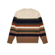 HAZZYS Men's Winter Crew Neck Sweater Knitted Contrast Striped Cable Wool Sweater Men ABYZD0CDD47 Cream CR L (175/96A 48)