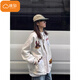 Cotton American Retro Puppy Cardigan Veste pour femmes au printemps et automne 2025 Nouveau sweat à mode inférieur à la mode et gris de fleur blanche à la mode.