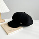 Wine Style Senior Korean Style Autumn and Winter Women's Beret Women's Octagonal Big Head Circumference Showing Face Small Fashionable Western Style Octagonal Hat Three-dimensional Black