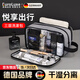 OQB German high-end toiletry bag business trip men's dry and wet separation waterproof portable set women's large capacity small size three-layer leather film gray storage makeup toiletry bag washing bag