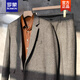 ROMON British retro wool herringbone suit jacket Autumn and winter khaki men's casual tweed wool suit Gray herringbone single suit M Height 170/weight 125