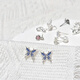 Bangboshi Super Fairy Butterfly One Week Earrings Simple and Versatile Niche Flower Season Girl Series Earrings Small and Sweet Jewelry One Week Earrings Exquisite Blue 5 Pairs