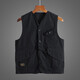 Amerikanische Arbeitsweste aus reiner Baumwolle mit mehreren Taschen für Paare, Weste für Herren, Schwarz XL