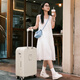 MCHNA KTCC Valise à roulettes multifonctionnelle pour femme, valise solide et durable, roue universelle légère, petite valise d'embarquement avec mot de passe, blanc grain 20 pouces - embarquement disponible