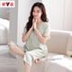 Yalu pijama nuevo para mujeres en verano con algodón de algodón de algodón de algodón de manga corta al estilo de princesa de alta gama se puede usar fuera de la ropa del hogar 695 verde XL 120-140Jin [Jin iguala 0.5 kg]