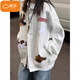Cotton American Retro Puppy Cardigan Veste pour femmes au printemps et automne 2025 Nouveau sweat à mode inférieur à la mode et gris de fleur blanche à la mode.