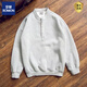 ROMON handsome trendy autumn men's henley collar long-sleeved T-shirt bottoming shirt stand-up collar solid color loose casual pullover sweatshirt gray high quality 3XL recommended 150-165Jin Jin equals 0.5 kg