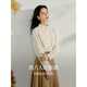 INMAN pure cotton jacquard stand-collar shirt 2026 spring and summer women's new commuting loose long-sleeved temperament shirt top antique apricot-18518091C M