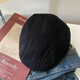 Shijanu British style retro progressive hat for women in spring and autumn, versatile reverse-wearing beret, fashionable large head circumference, showing face, black M (56-58cm)