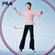 FILA anti-static children's long-sleeved T-shirt 2025 winter new tops for girls, middle and older children Rose Pollen-PK 165