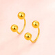 Fat Donglai's same color gold earrings 18K gold women's rose gold U-shaped bean earrings gold round bead earrings U-shaped double gold bean earrings pair