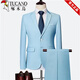 Woodpecker autumn and winter three-piece suit for men plus size plus size business professional formal suit wedding dress performance host clothing sky blue suit + pants L