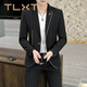 TLXT Korean style casual spring and summer suit men's slim business formal suit groom handsome British small suit handsome white (two-piece suit - top + pants) 2XL 135-145 or so