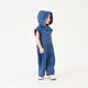 Baby denim outer wear spring and autumn children and girls one-piece Western-style jumpsuit Korean style overalls children's sleeveless pants royal blue hooded one-piece denim overalls 100 (28-35Jin Jin equals 0.5kg)