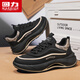 Pull back men's shoes 2025 autumn and winter new sports shoes men's cushioning dad shoes casual shoes black khaki 42