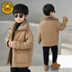 G.DUCKKIDS Children's Clothing Boys' Velvet Jackets Parkas 2025 New Thickened Spring Autumn and Winter Tops Boys' Cotton Clothes Khaki 150 cm