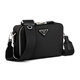 PRADA Brique Saffiano leather handbag shoulder bag men's black basic outfit (bag + dust bag)