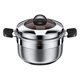 Steel rice stainless steel Japanese-style small steamer thickened steamer rice pot household multi-functional soup pot induction cooker gas stove universal new Japanese-style steamer 28cm