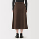 MUJI Women's Horizontal and Vertical Stretch Fleece Wide Hem Skirt Long Skirt Women's Autumn 25 BE1XXC5A Brown S (155/62A)