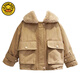 G.DUCKKIDS Children's Clothing Boys' Velvet Jackets Parkas 2025 New Thickened Spring Autumn and Winter Tops Boys' Cotton Clothes Khaki 150 cm