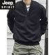 JEEP SPIRIT large size 300Jin Jin is equal to 0.5 kg large size men's Henry collar sweatshirt men's autumn and winter new American trendy brand loose top bottoming shirt black M