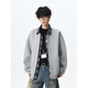 OEMG American plaid stitching fake two-piece cardigan sweatshirt men's spring and autumn trendy brand loose casual top jacket heather gray XL recommended 110-130Jin Jin equals 0.5 kg