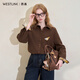 Westlink Westlink retro corduroy shirt for women winter new plaid corner pocket design loose and slim jacket brown M