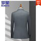 ROMON 100% Australian Sheep Wool Men's Suit Fashionable Double Slit Business Wedding Dress Work Commuting Suit Gray 100% Wool (Top + Pants + Shirt) Free Clothes and Tie 2XL Weight 141-155 Height 170-175 (48B)