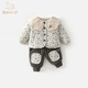 Banxidi Girls Suit Autumn and Winter Clothes 2025 New Children's Jacket Pants Plus Velvet Padded Clothes Baby Winter Children's Clothes Beige 90