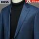 BOSS men's business suit top spring and autumn high-end sheep wool men's suit jacket plaid single suit blue 2XL 185/52B
