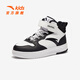 Anta children's cotton shoes for boys and girls in autumn and winter new leather surface plus velvet to keep warm and Velcro color matching versatile casual high-top sneakers. Store manager recommends Anta white/black-2 33 shoe inner length 20.5cm