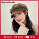 Charm Kendo beret autumn and winter versatile octagonal hat windproof big head circumference newsboy hat cold-proof warm casual men and women same style coffee color