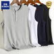 ROMON American heavyweight retro Henry collar vest summer Xinjiang cotton solid color cotton sleeveless T-shirt Henry shirt for men and women white 2XL